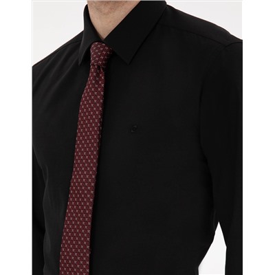 Black Slim Fit Basic рубашка с длинным рукавом