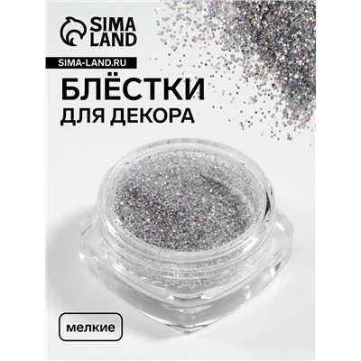 Блёстки для декора, мелкие, цвет серебристый