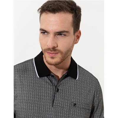 Черный обычный посадка Polo Yaka Pocket T -For -