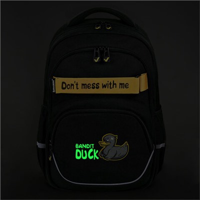 Рюкзак BRAUBERG MOTION, 2 отделения, 3 кармана, "Angry duck", СВЕТЯЩИЙСЯ, 41х28х17 см, 272031