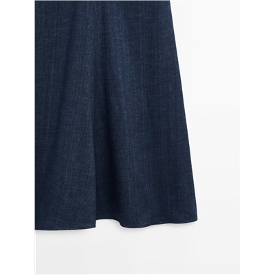 Vestido midi efecto denim tirante ancho