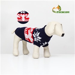 Свитер "Бегущие олени", 2XL (ДС 41, ОШ 41, ОГ 36-60 см), синий