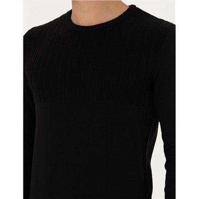 Black Slim Fit Bike Yaka Knitwear свитер