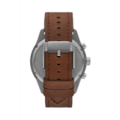 Reloj de cuarzo de piel Brox - Marrón y plateado