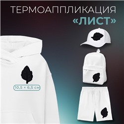 Термоаппликация «Лист», 10.5×6.5 см, фасовка 10 шт., чёрная