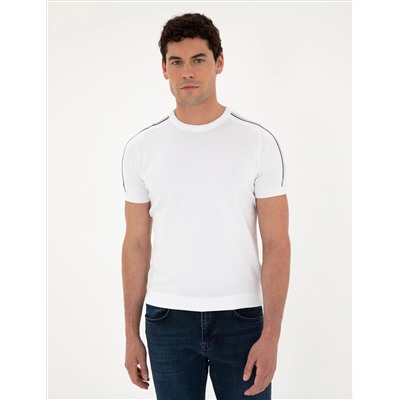 Белый Slim Fit Bike Yaka Triko T -For
