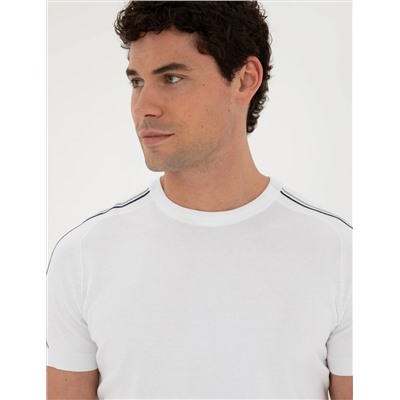 Белый Slim Fit Bike Yaka Triko T -For