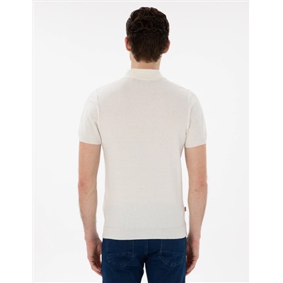 Кнопка Ecru Slim Fit с Polo Yaka Knitwear T -Fork