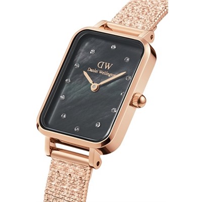 Reloj de cuarzo de acero Quadro 20 x 26 mm - Rosa dorado y negro