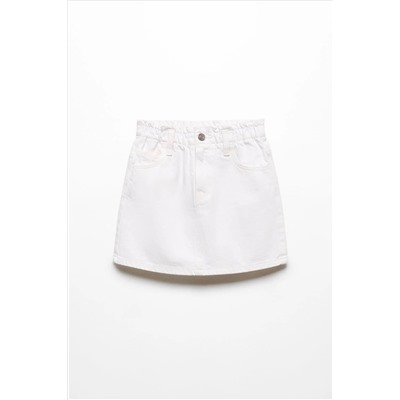 Mango Paperbag Denim White Skirt