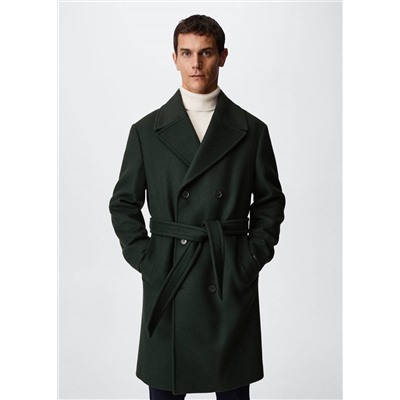 Abrigo lana cinturón -  Hombre | MANGO OUTLET España
