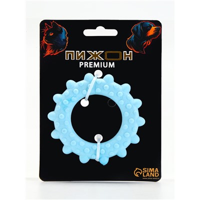 Игрушка плавающая для собак "Кольцо с шипами" Пижон Premium, вспененный TPR, 8 см, голубая