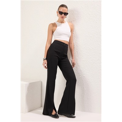 Black Flare Испанский PACA PACASı Slip подробный тканые брюки Twoaw22pl0046