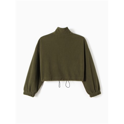 Толстовка флисовая для девочки MINAKU: Fleece Soft, цвет хаки, рост 164 см