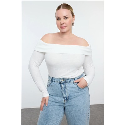 Ekru Carmen Yaka пена вязание Blought Blouse TBBAW25AF00030