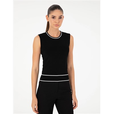 Black Slim Fit Knitwear Blouse