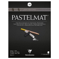 Альбом для пастели, 12л., 300*400мм, на склейке Clairefontaine "Pastelmat", 360г/м2, бархат, антрацит