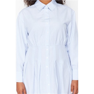 Blue Poplin Plating Big Size Dress