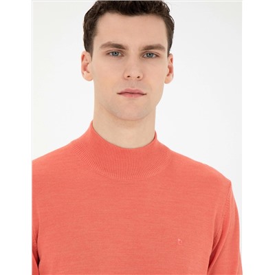 Лосось Slim Fit Half Fisherman Wool Sipe Смешанный базовый вязаный свитер