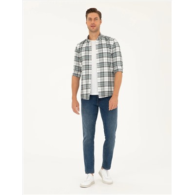 Вода зеленый экозе Slim Fit рубашка с длинным рукавом