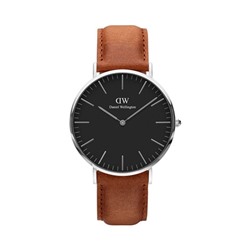 Reloj de cuarzo de piel Classic Durham - Camel y plateado