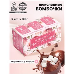 Шоколадные бомбочки с маршмеллоу «Прекрасного настроения», 2 шт.