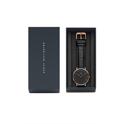 Reloj de cuarzo de piel y chapado en oro rosa Classic Reading
