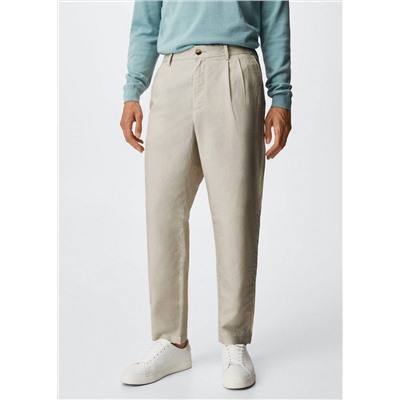 Pantalón lyocell lino pinzas -  Hombre | MANGO OUTLET España