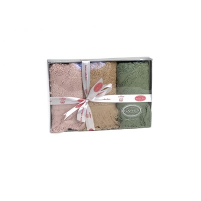 Полотенце кухонное  Карвен HITITмахра,penye с бахромой 30*50 3 шт.в коробке НМ 725 v-1
