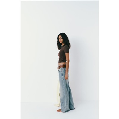 JEANS TRF WIDE LEG TIRO MEDIO DECONSTRUIDO