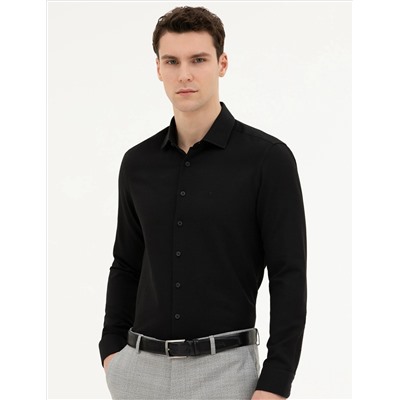 Black Slim Fit рубашка с длинным рукавом