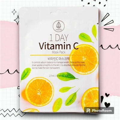 Med B. Тканевая маска с витамином С, 1 Day Vitamin C Mask Pack, 27 мл