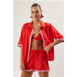 Kimono Shorts Beach Team с аксессуарами Red Pink Strip Tbess25au00047