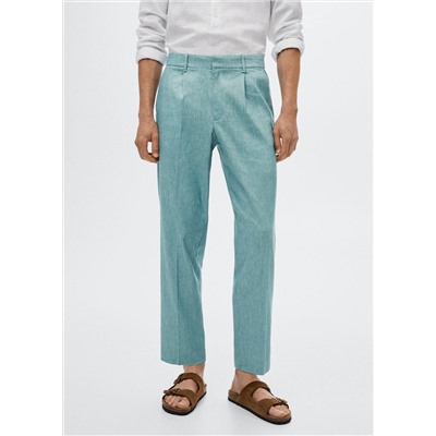 Pantalón pinzas lino -  Hombre | MANGO OUTLET España