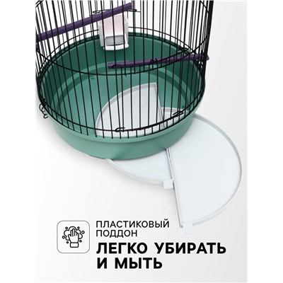 Клетка для птиц круглая, трехярусная сварная, малый поддон, 33 x 77 см, микс цветов