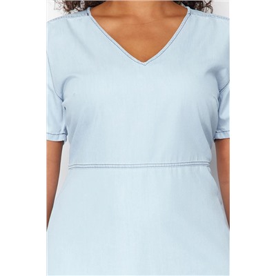 Голубое v -neck mini denim denim tbbss24ah00157