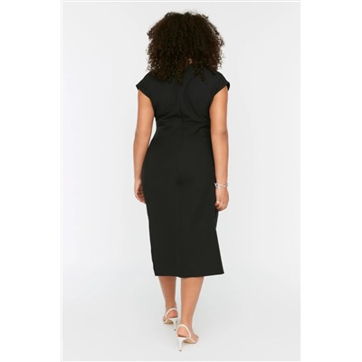 Черное тканое платье Shirred TBBSS22AH0247