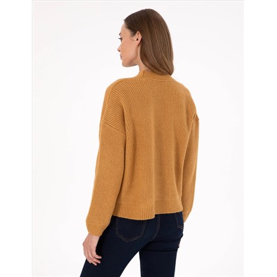 Camel Comfort Fit Triko Cardigan