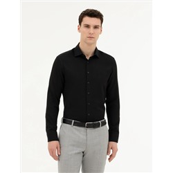 Black Slim Fit рубашка с длинным рукавом