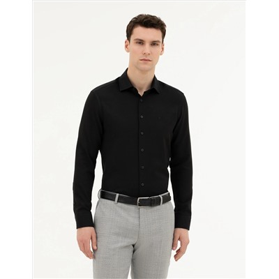 Black Slim Fit рубашка с длинным рукавом