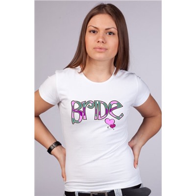Футболка с разноцветной надписью "Bride"