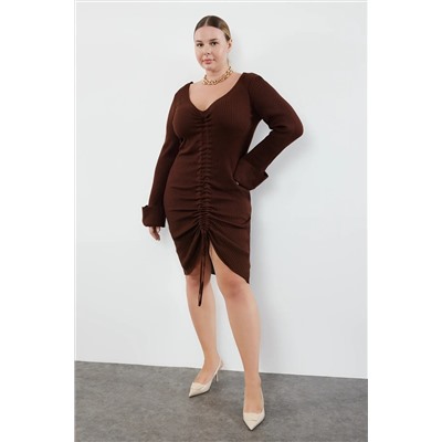 Brown Vummer Knitwear Большое размеры платье tbbaw23ah00005