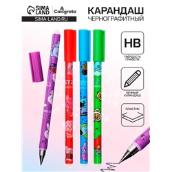 Карандаш чернографитный НВ, вечный, с рисунком, МИКС