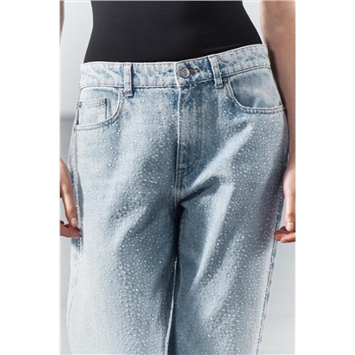 JEANS ZW COLLECTION WIDE LEG TIRO ALTO BRILLOS