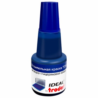 Краска штемпельная TRODAT IDEAL 7014 синяя 24 мл, на водно-глицериновой основе, 206916
