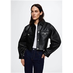 Chaqueta efecto piel corta -  Mujer | MANGO OUTLET España