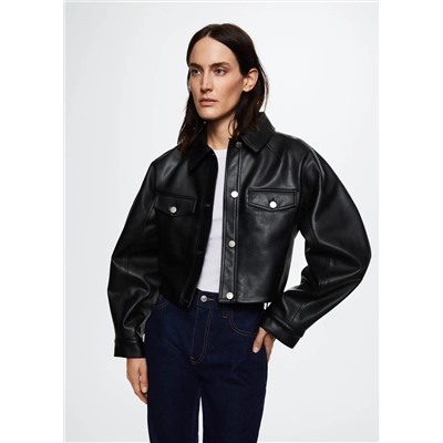 Chaqueta efecto piel corta -  Mujer | MANGO OUTLET España