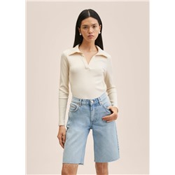 Bermudas vaqueras bajo deshilachado -  Mujer | MANGO OUTLET España