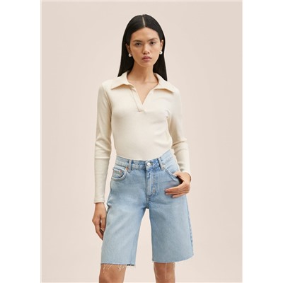Bermudas vaqueras bajo deshilachado -  Mujer | MANGO OUTLET España