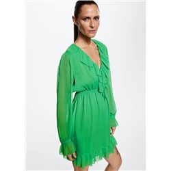 Vestido textura volantes -  Mujer | MANGO OUTLET España